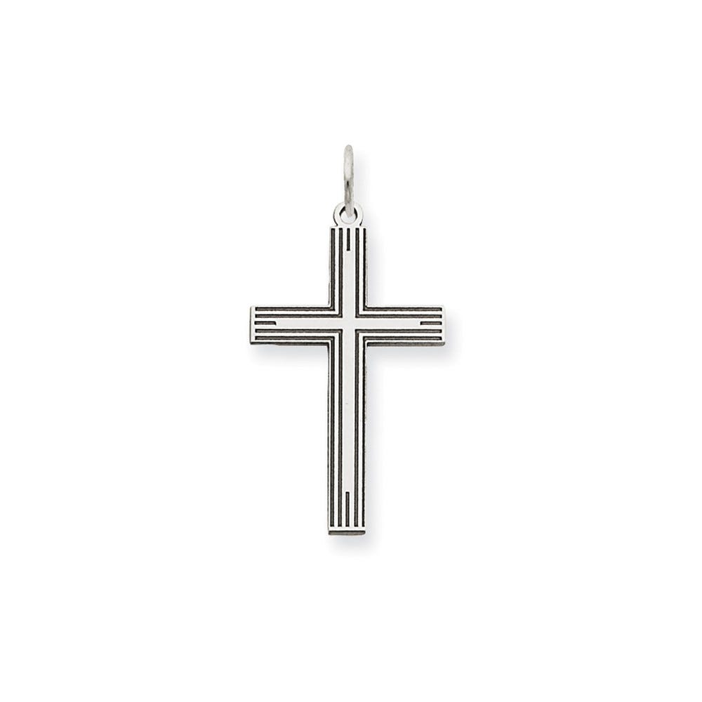 14K White Gold Laser Designed Cross Pendant