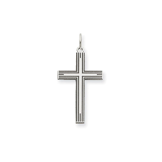 14K White Gold Laser Designed Cross Pendant