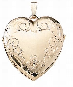 Solid 14K Yellow Gold Heart Four Photo Locket