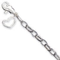 Sterling Silver Solid Polished Fancy Heart Anklet