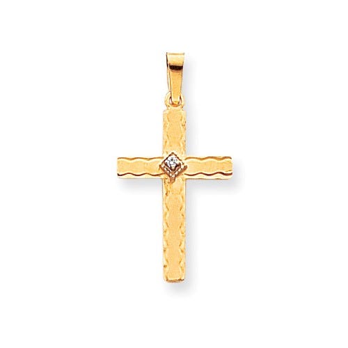 14k AA Diamond Cross Pendant