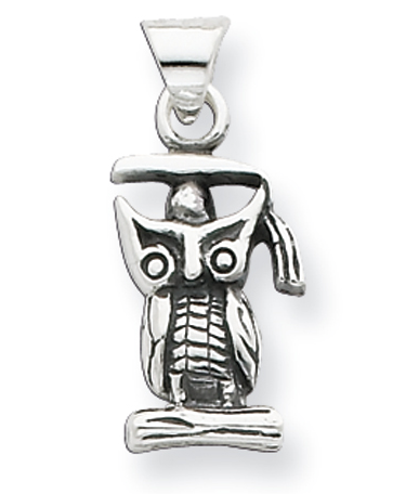 Sterling Silver Antiqued Graduation Owl Pendant