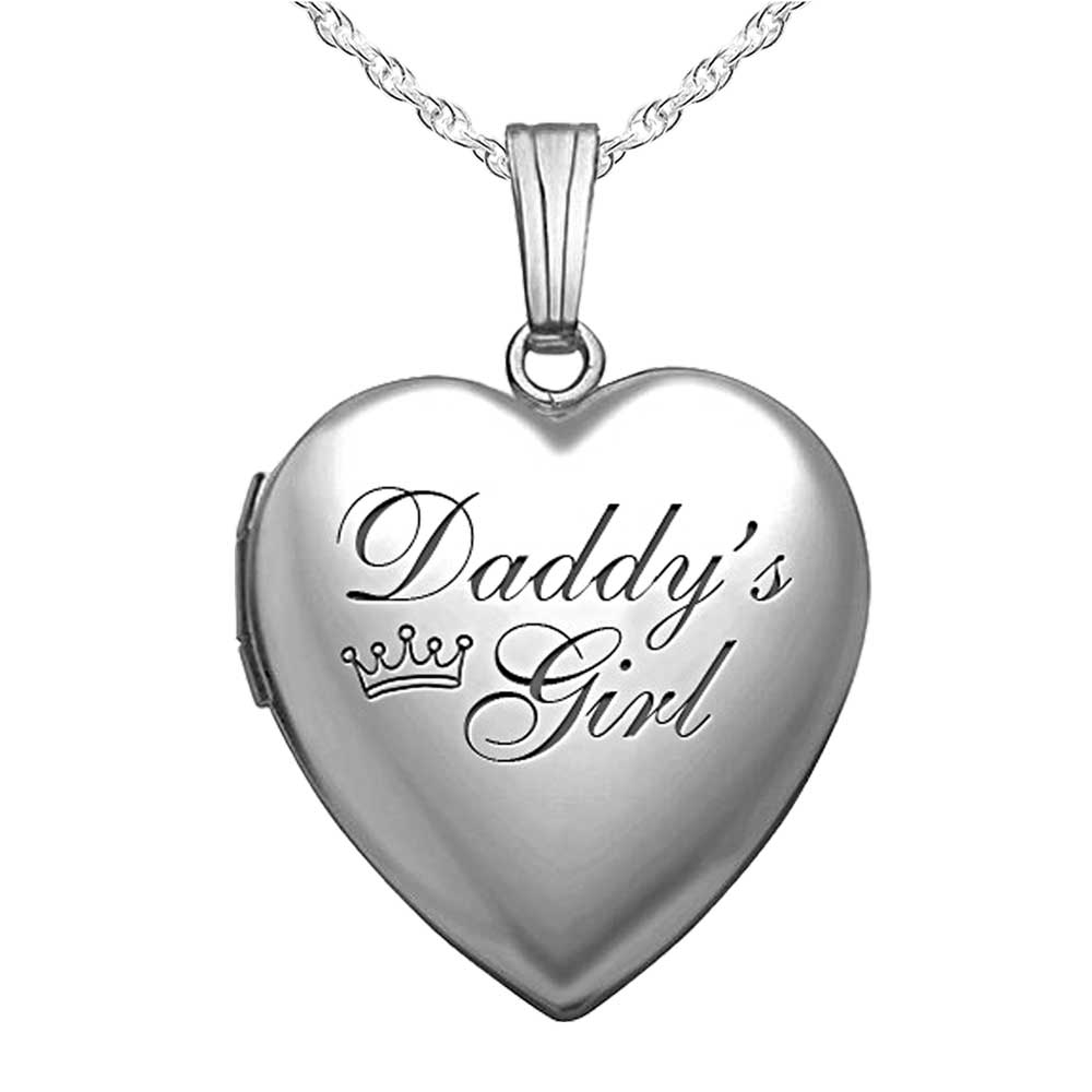 Sterling Silver Daddy's Girl Heart Photo Locket