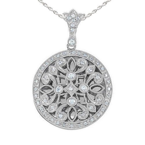 Sterling Silver Cubic Zirconia or CZ Round Photo Locket