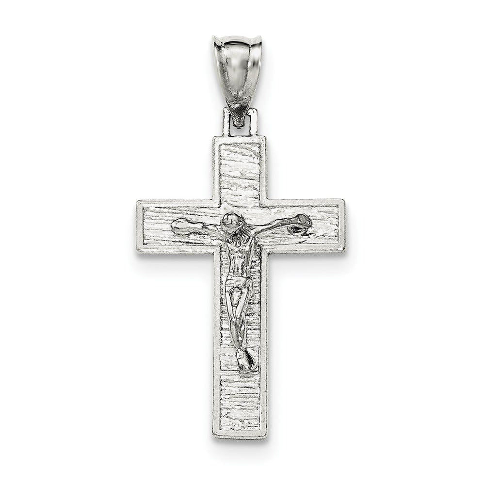 Sterling Silver Polished Box Cross Crucifix Pendant