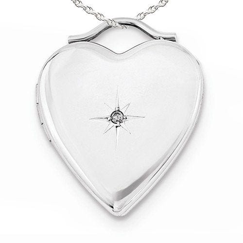 Sterling Silver Diamond Heart Photo Locket