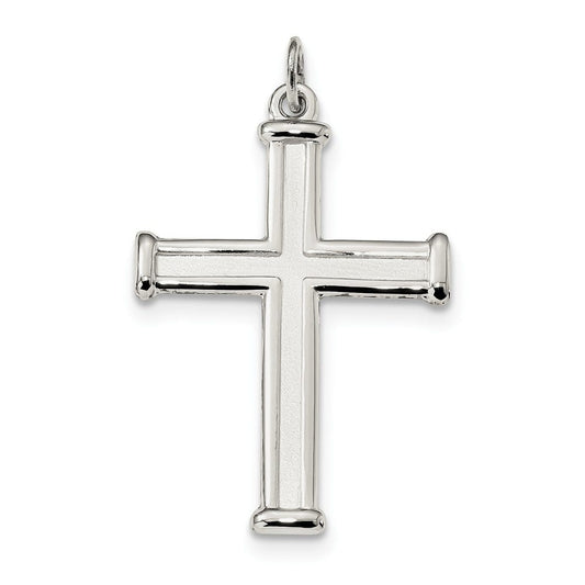 Sterling Silver Polished and Satin Cross Pendant