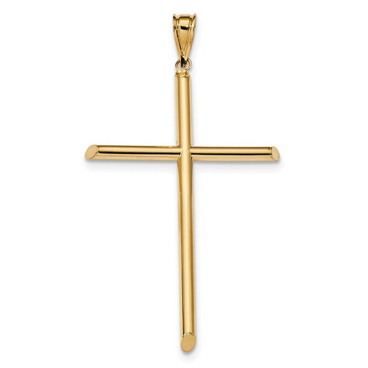 14k Polished Tube Cross Pendant