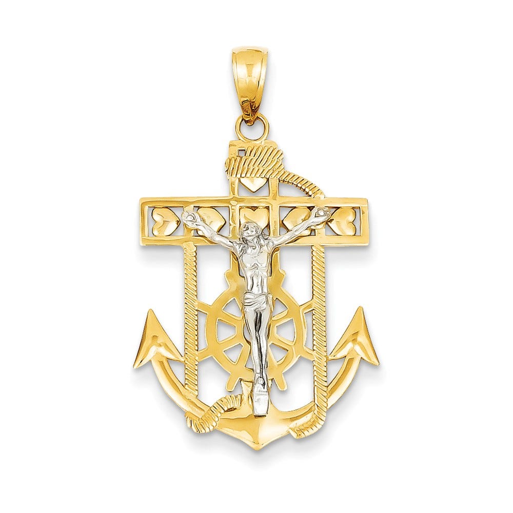 14k Two-tone Mariner\'s Crucifix Pendant