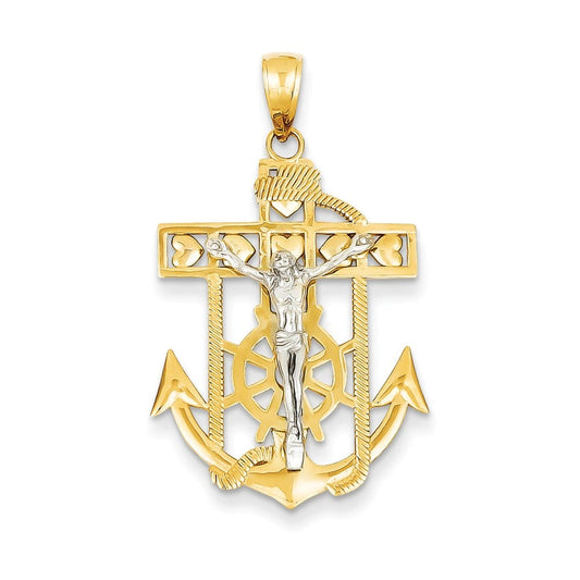 14k Two-tone Mariner\'s Crucifix Pendant