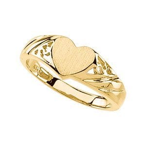 14K Gold Women's Heart Signet Ring