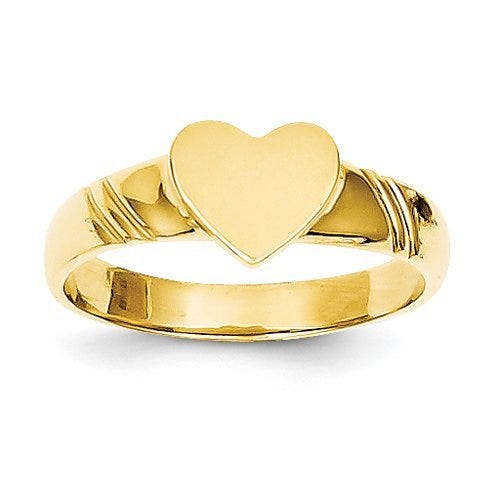 14K Gold Girl's Heart Signet Ring