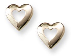 14K Yellow Gold Hearts Children Post Earrings
