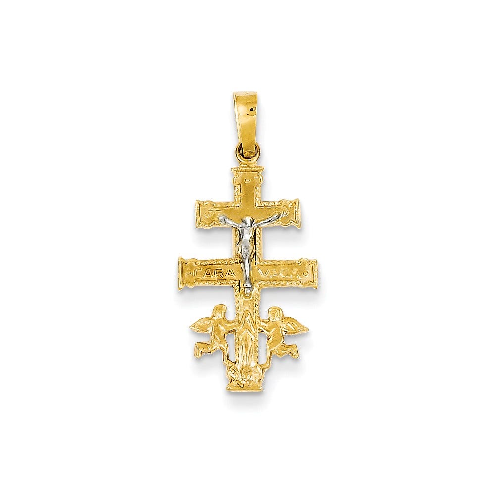 14k Two-tone Cara Vaca Crucifix Pendant