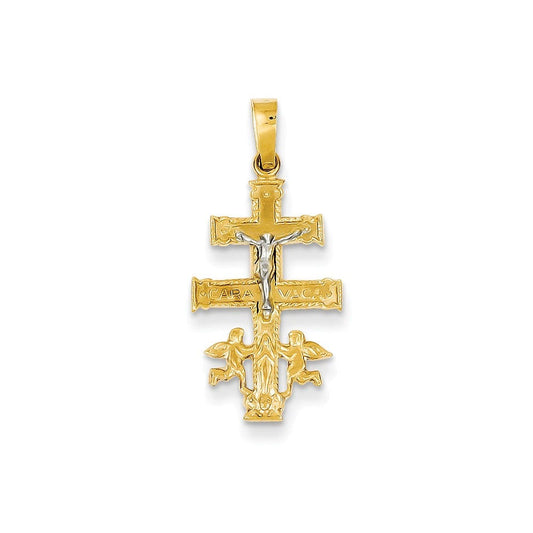 14k Two-tone Cara Vaca Crucifix Pendant