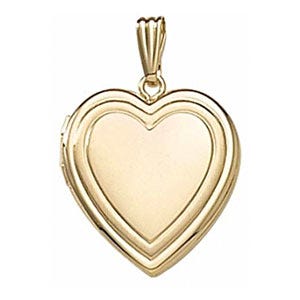 Solid 14k Yellow Gold Classic Heart Photo Locket
