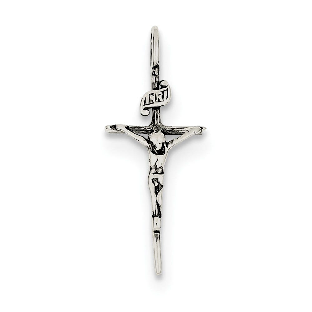 Sterling Silver Antiqued INRI Crucifix Pendant