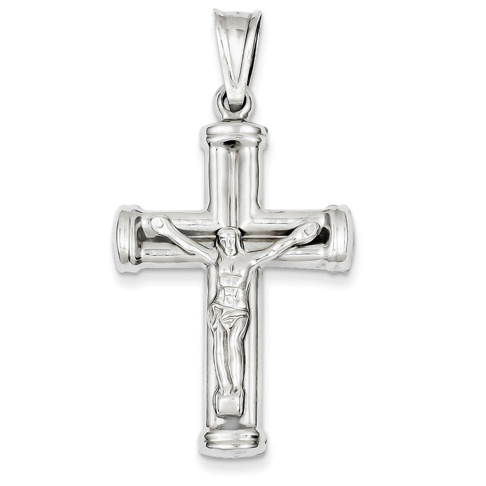 14k White Gold Reversible Crucifix /Cross Pendant