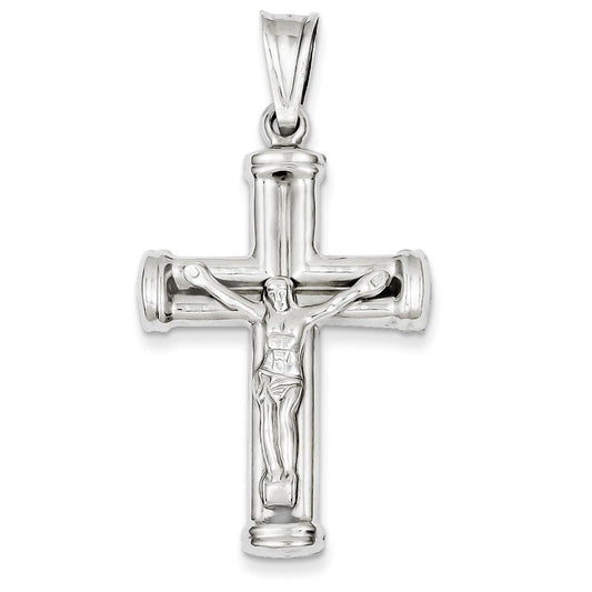 14k White Gold Reversible Crucifix /Cross Pendant