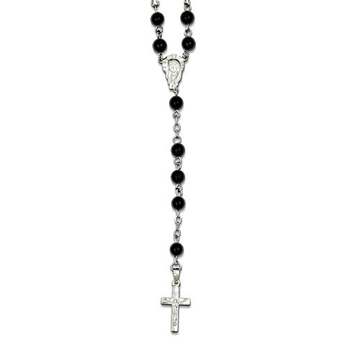 Sterling Silver Rose Quartz Rosary Necklace /with Young Virgin Mary Medal