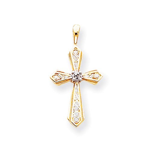 14k AA Diamond Cross Pendant