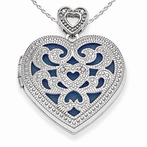 Sterling Silver Pierced Heart Photo Locket
