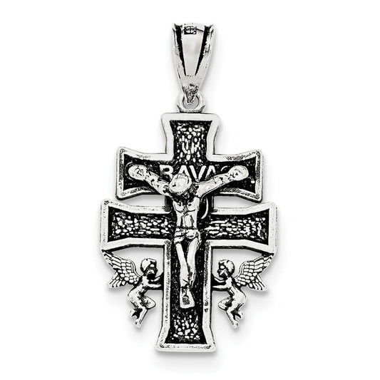 Sterling Silver Antiqued Mini Caravaca Crucifix Pendant