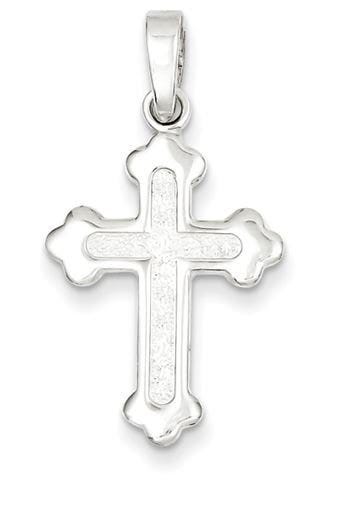 Sterling Silver Polished and Textured Cross Pendant