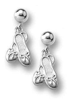 Sterling Silver Children's "Ballet Slippers"  Dangle  Earrings