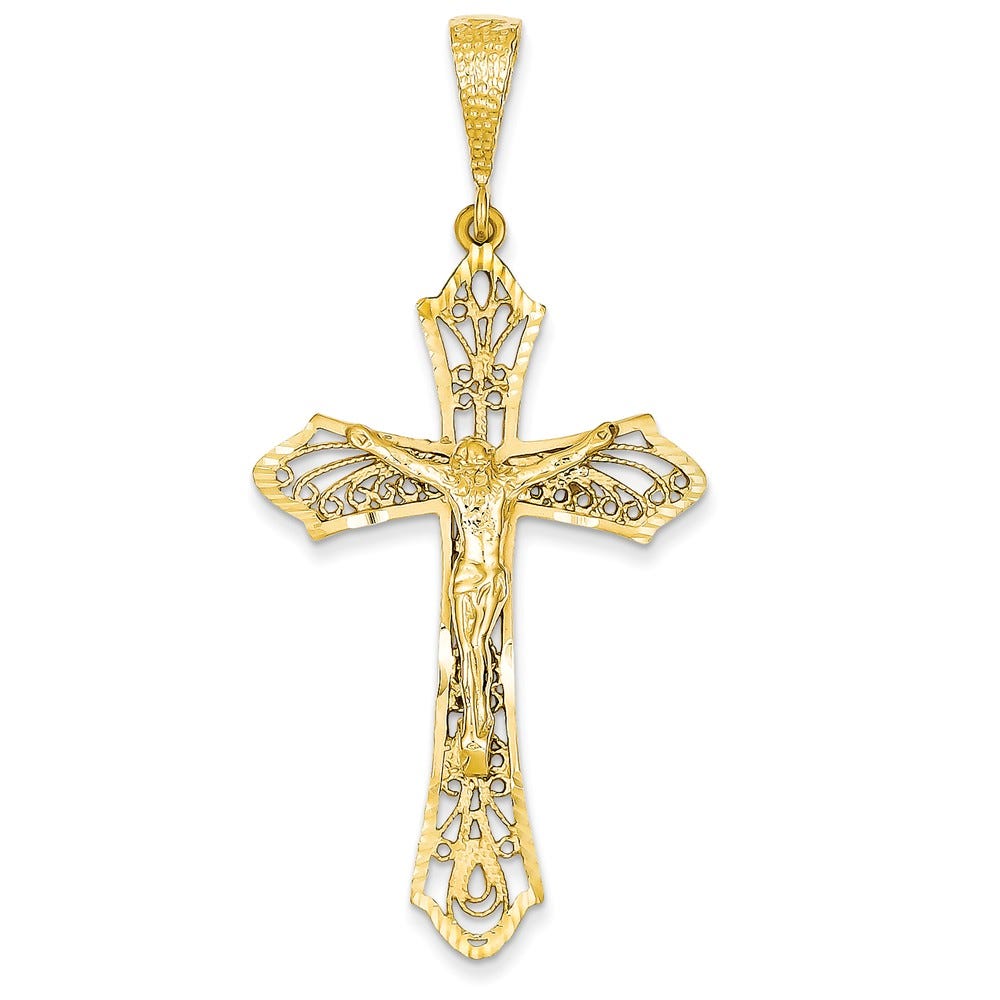 14k Satin & Diamond-Cut Crucifix Pendant