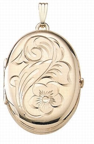 Solid 14K Yellow Gold Oval Four Photo Locket