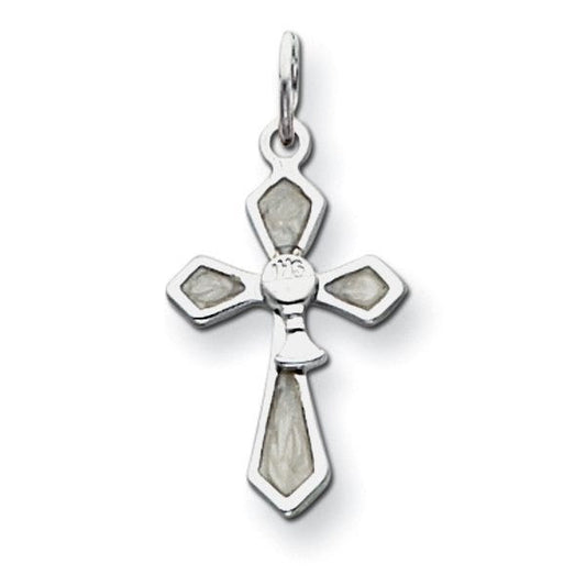 Sterling Silver Chalis with Enameled Cross Holy Communion Charm