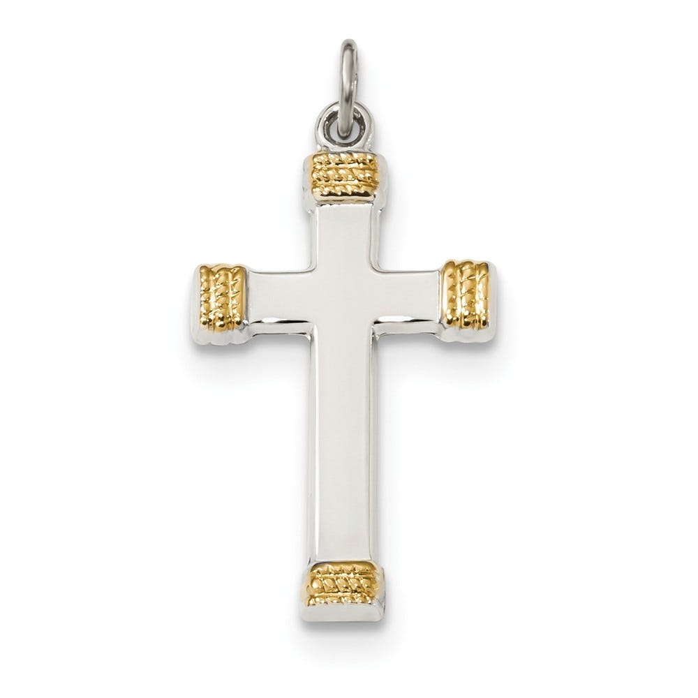 Sterling Silver & Gold-plated Polished Cross Pendant