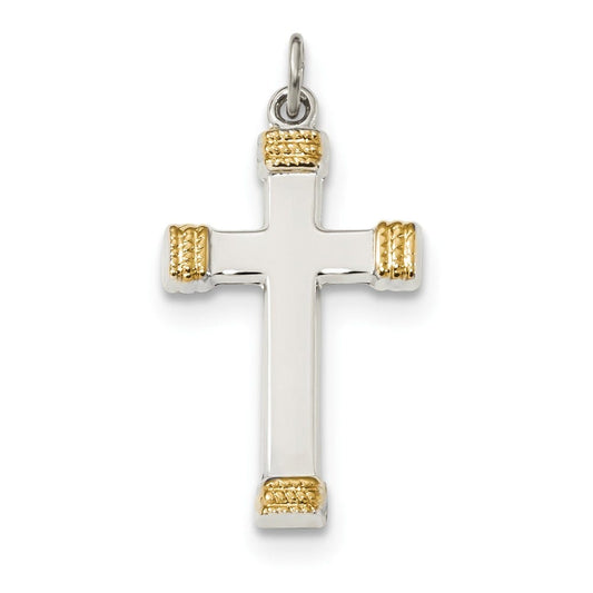 Sterling Silver & Gold-plated Polished Cross Pendant