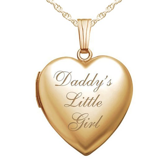 Yellow Gold Daddy's Little Girl Heart Photo Locket