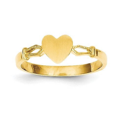 14K Gold Girl's Heart Signet Ring