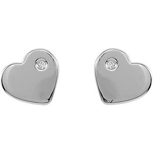 .015 ct tw Diamond Heart Earrings