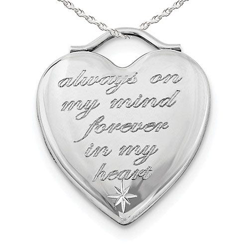 Sterling Silver "Always on my mind, Forever in my heart" Heart Photo Locket