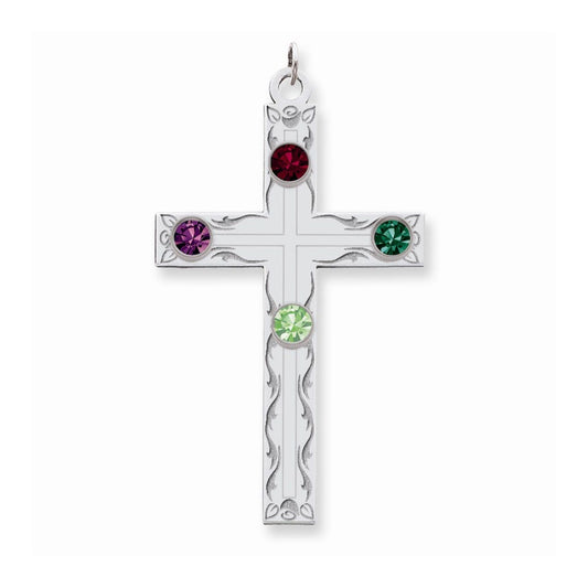 Sterling Silver Crystal Family Cross Pendant