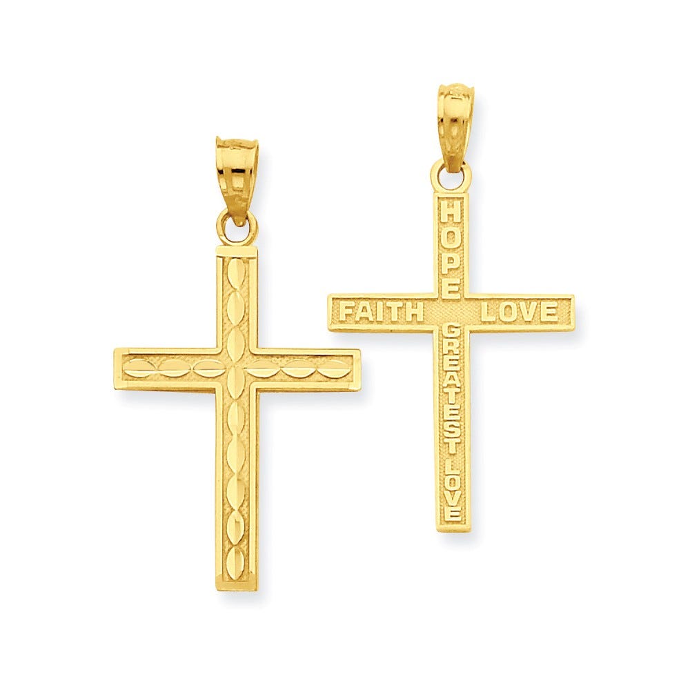 14K Reversible Cross Pendant