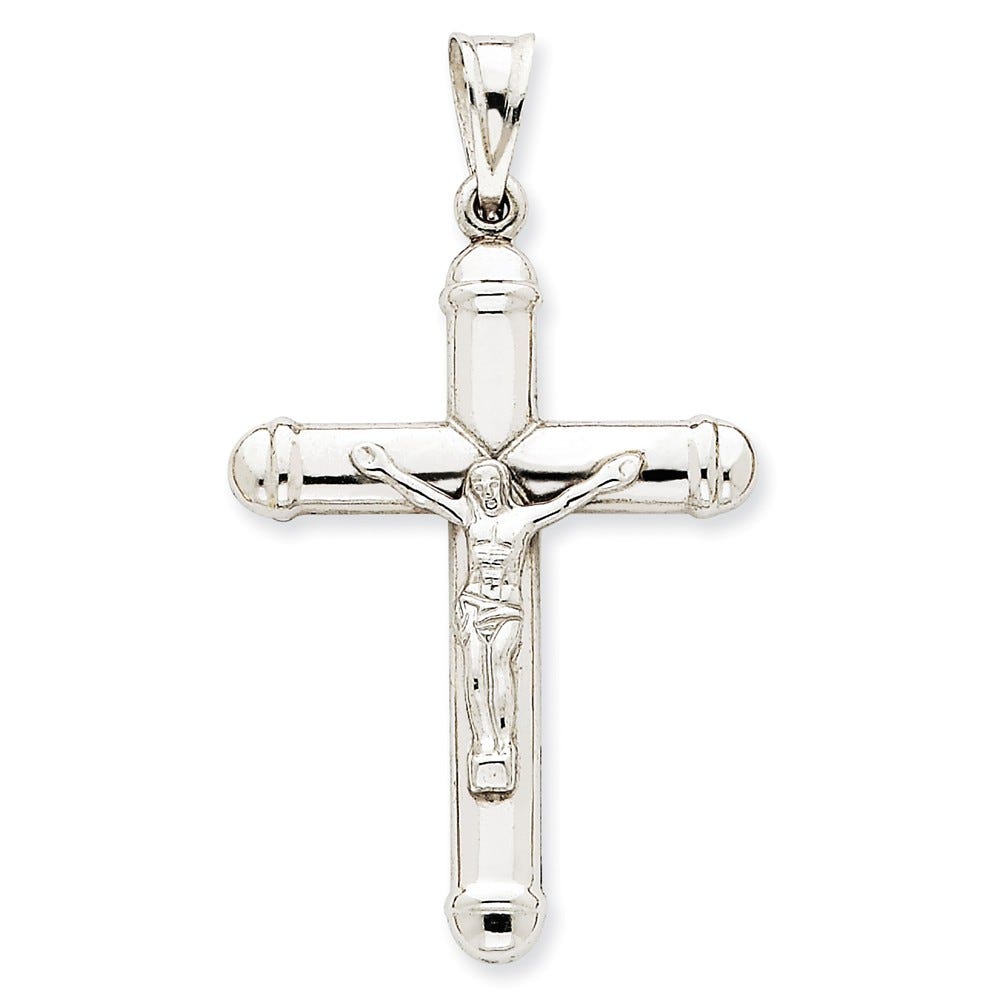 14k White Gold Reversible Crucifix /Cross Pendant