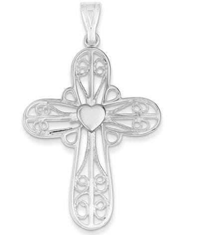 Sterling Silver Heart Cross Pendant