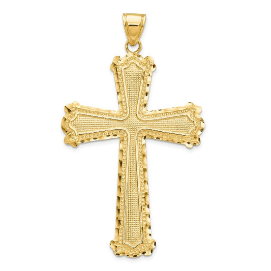 14K Diamond-cut Cross Pendant