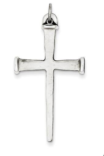Sterling Silver Antiqued Nail Cross Pendant