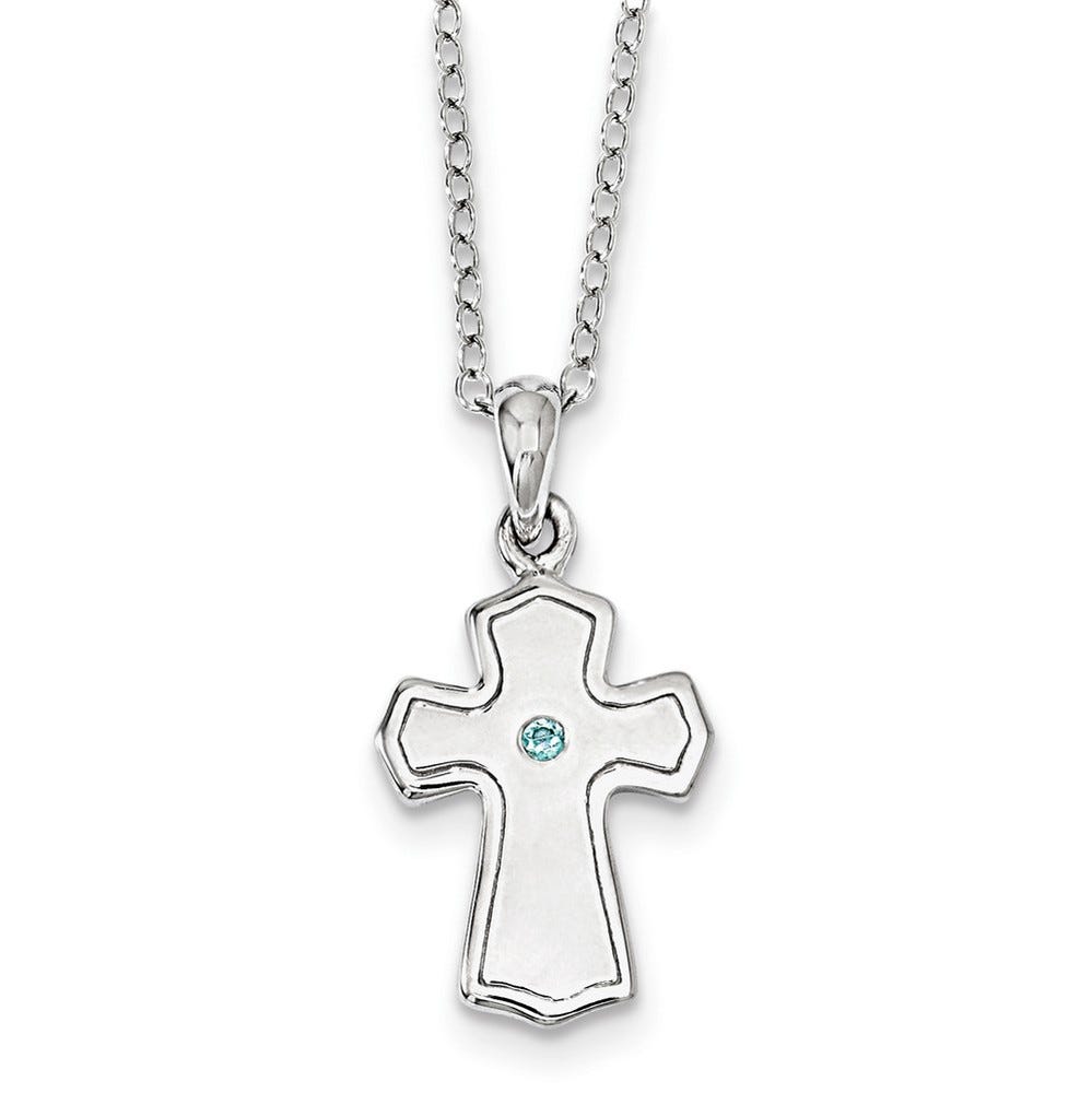 Sterling Silver CZ Child Of God (Boy) 14in. Necklace