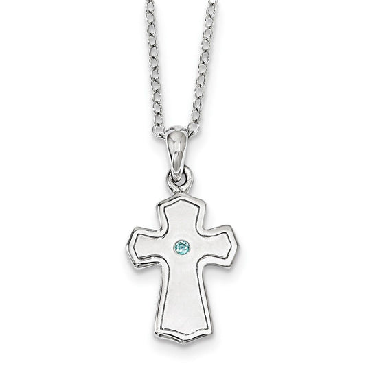 Sterling Silver CZ Child Of God (Boy) 14in. Necklace