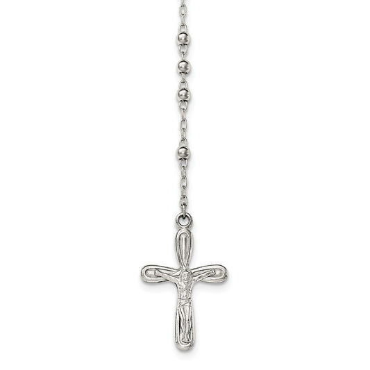 Sterling Silver Polished Crucifix Rosary