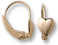 14K Yellow Gold Hearts Children Earrings