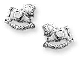 Sterling Silver Pony Children Post Earrings