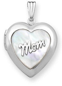 14k White Gold Mother Of Pearl Heart Photo Locket